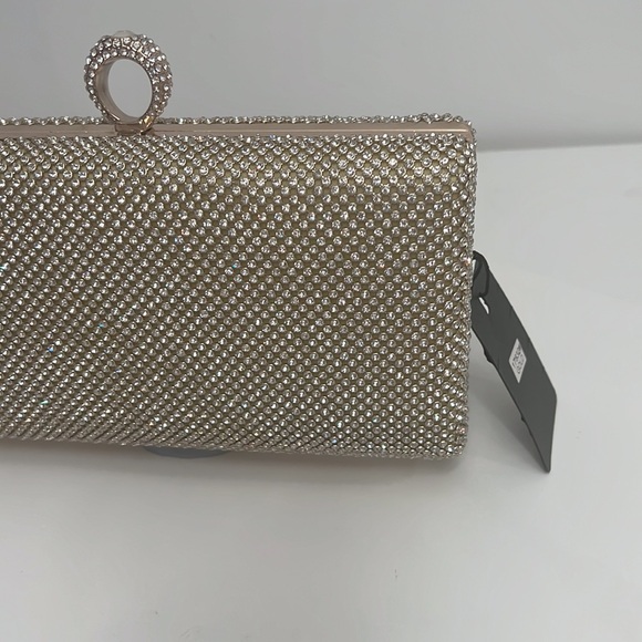 Evening Rhinestone Clutch Handbag Shoulder Bag 8.5” x 4” has a 46”chain - Picture 3 of 6